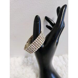 Vintage Stretch Rhinestone Five Row Stretch Bracelet Glitter Bracelet Small Size